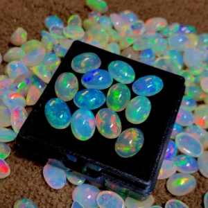 Top Quality Natural Ethiopian White Opal Oval Cut Cabochon Lot Loose Gemstone - Genuine AAA Grade Opal Stone Wholesale 5 Pieces Lot