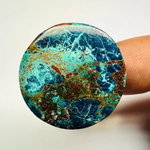 57 Ct Shattuckite Azurite Cabochon – 31x31x5mm Natural Blue Gemstone, Rare Flat Back Crystal for Jewelry Design