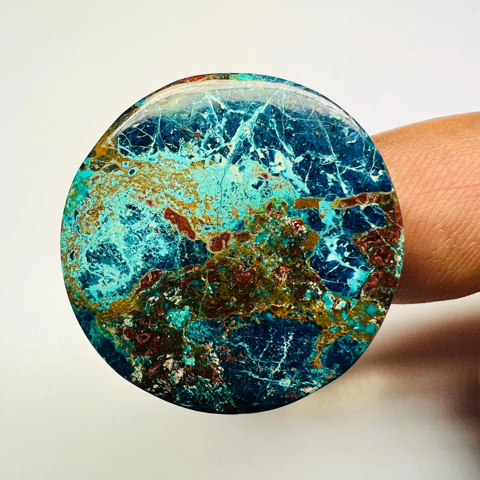 57 Ct Shattuckite Azurite Cabochon – 31x31x5mm Natural Blue Gemstone, Rare Flat Back Crystal for Jewelry Design