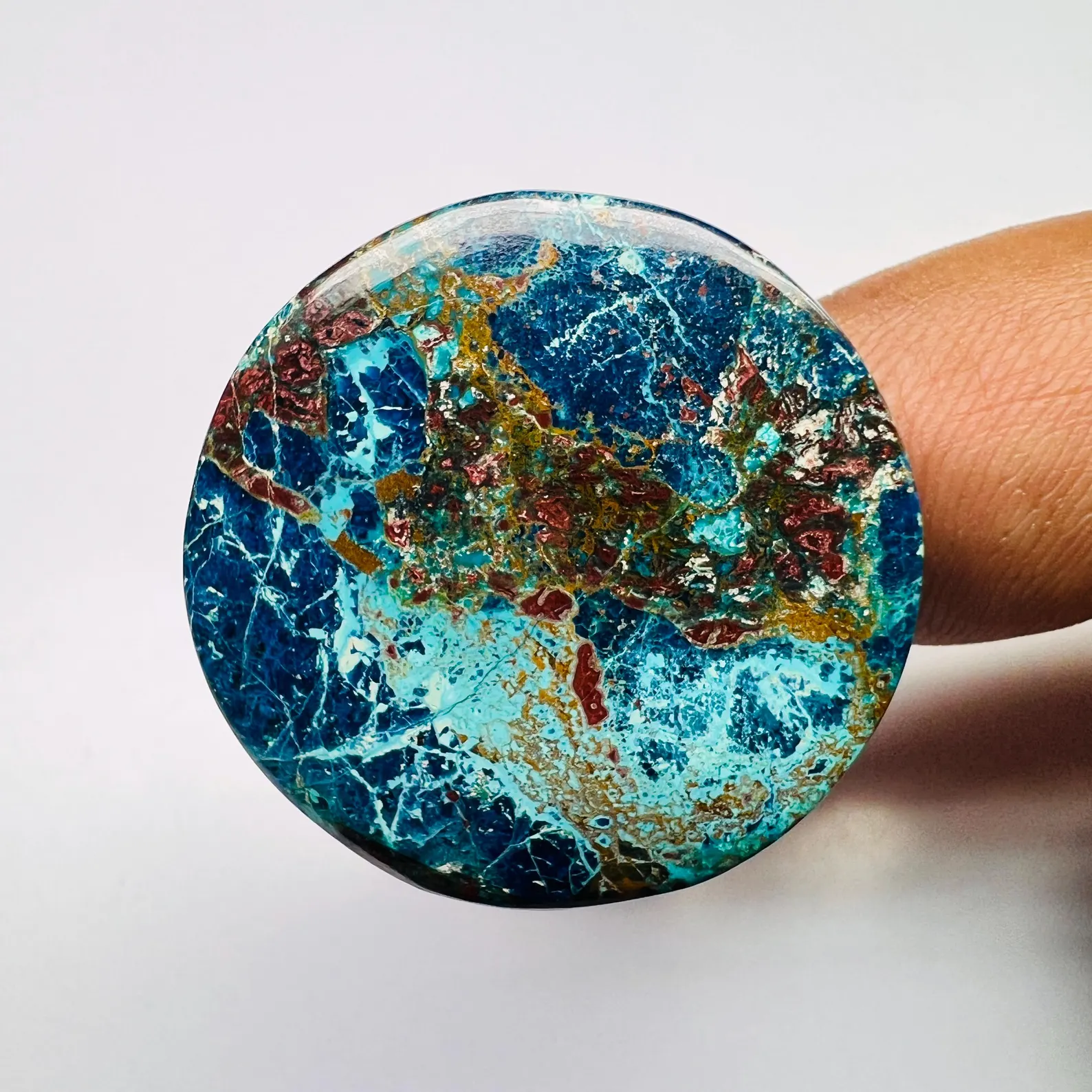57 Ct Shattuckite Azurite Cabochon – 31x31x5mm Natural Blue Gemstone, Rare Flat Back Crystal for Jewelry Design - Image 3